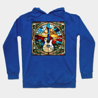 Blue Bordered Guitar Stained Glass Hoodie